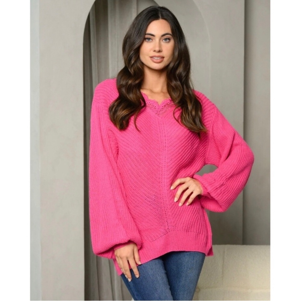 🎁 Lace lined ballon sleeve sweater